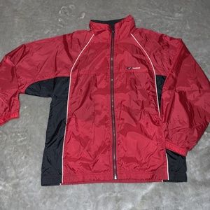 Red Reebok Windbreaker Jacket Full Zip Size Large